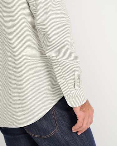 Oxford Stripe Long Sleeve Shirt in KHAKI