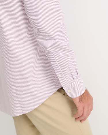 Oxford Stripe Long Sleeve Shirt in FIG