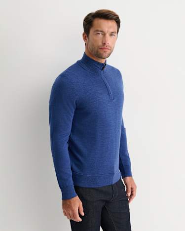 Henry Merino Quarter Zip Knit in LAPIS