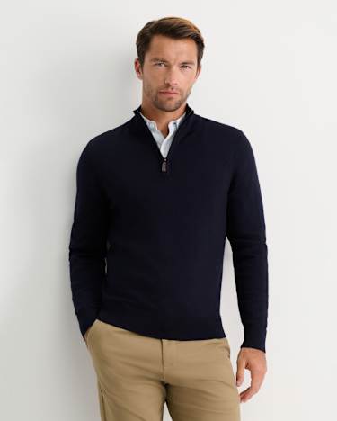 Henry Merino Quarter Zip Knit in NAVY