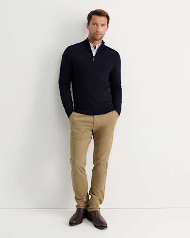 Henry Merino Quarter Zip Knit in NAVY