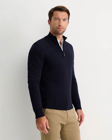 Henry Merino Quarter Zip Knit in NAVY