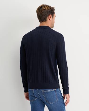 Angus Merino Knit Shirt in NAVY