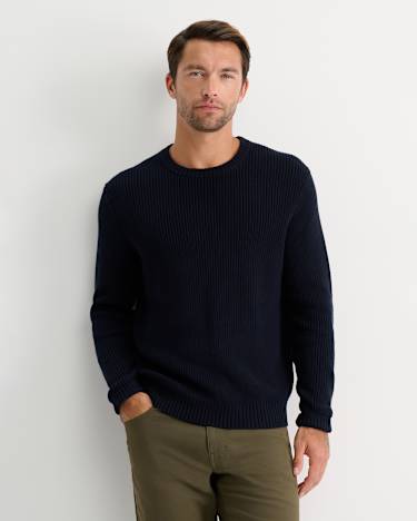 Finn Rib Crew Neck Knit in NAVY