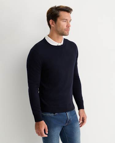 Merino Crew Neck Knit in NAVY