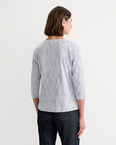 Painted Stripe Mercerised Tee in WHITE/BLUE