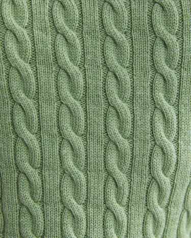 Merino Wool Baby Cable Sweater in PESTO