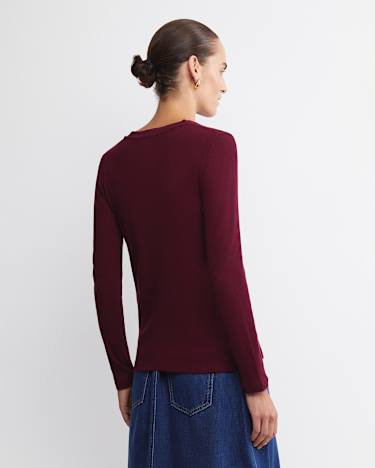 Shanni Cotton Cashmere Tee in WINE