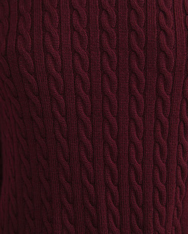 Merino Wool Baby Cable Sweater in WINE