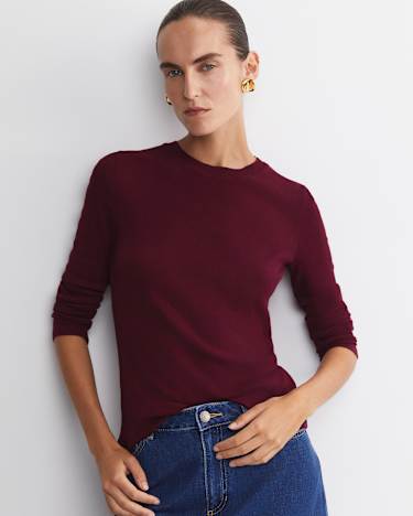 Shanni Cotton Cashmere Tee in WINE