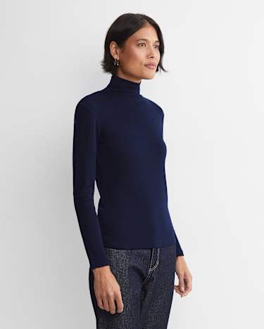 Gigi Babywool Mock Neck Top in NAVY
