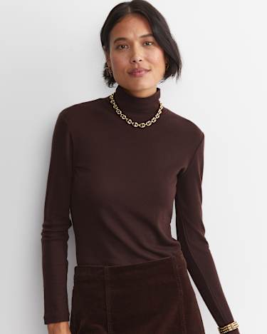 Gigi Babywool Mock Neck Top in CHOCOLATE