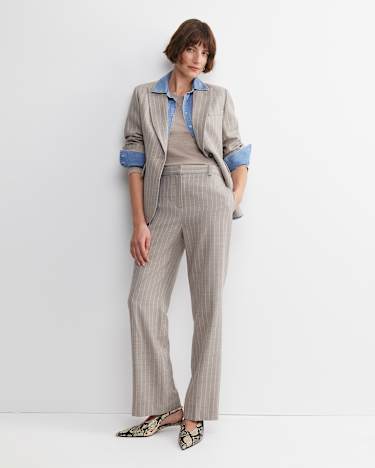Kate Single Breasted Pinstripe Blazer in MINK