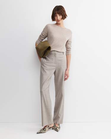 Kate Straight Leg Pinstripe Pant in MINK