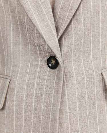 Kate Single Breasted Pinstripe Blazer in MINK