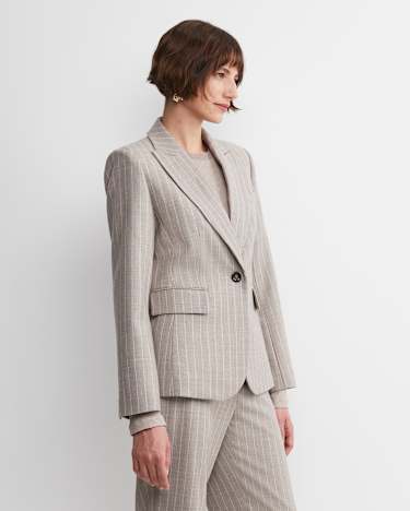 Kate Single Breasted Pinstripe Blazer in MINK