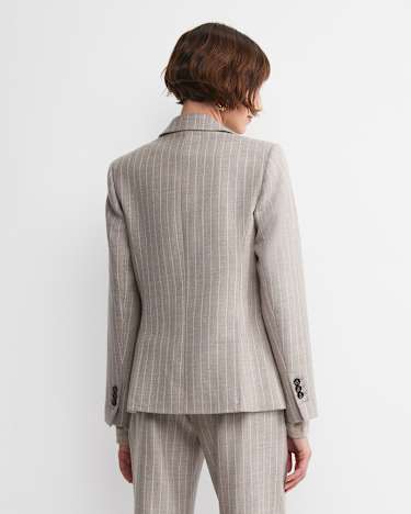 Kate Single Breasted Pinstripe Blazer in MINK