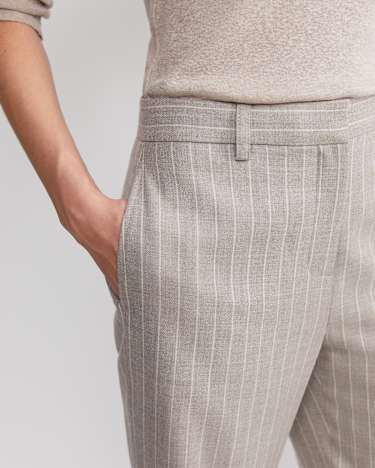 Kate Straight Leg Pinstripe Pant in MINK