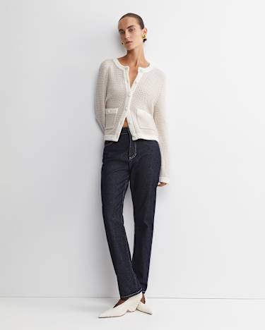 Joyce Merino Wool Cardigan in CHALK
