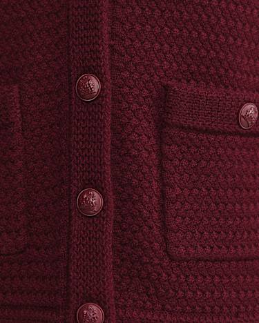 Joyce Merino Wool Cardigan in WINE