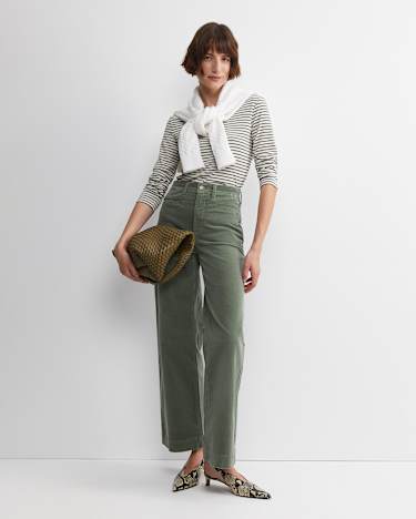 Stripe Lurex Long Sleeve Magic Tee in WHITE/KHAKI
