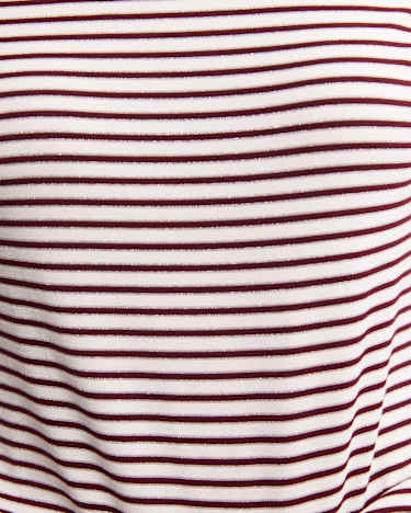 Stripe Lurex Long Sleeve Magic Tee in WINE