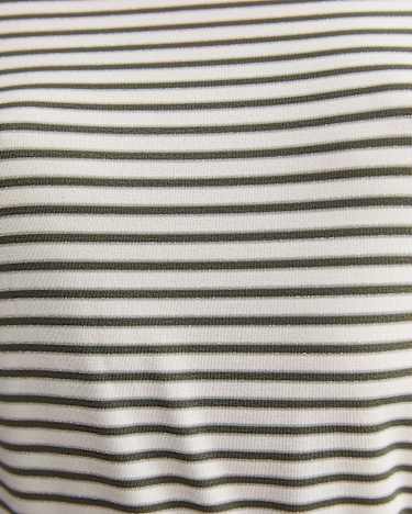 Stripe Lurex Long Sleeve Magic Tee in WHITE/KHAKI