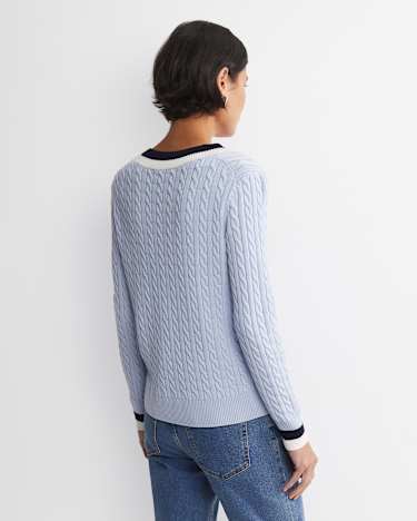 Baby Cable V-Neck Sweater in ICE BLUE