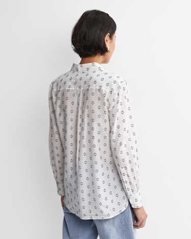 Alba Cotton Silk Shirt in IVORY/BLACK