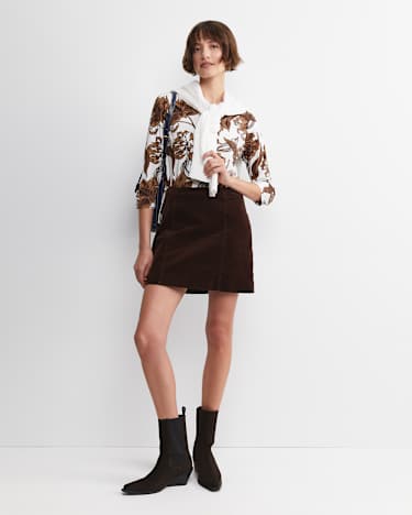 Zinnia Mercerised Tee in IVORY/BROWN
