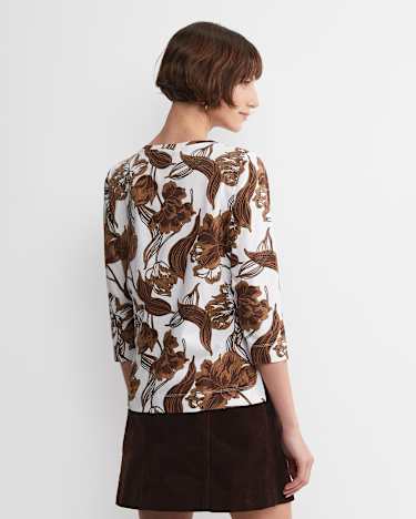 Zinnia Mercerised Tee in IVORY/BROWN