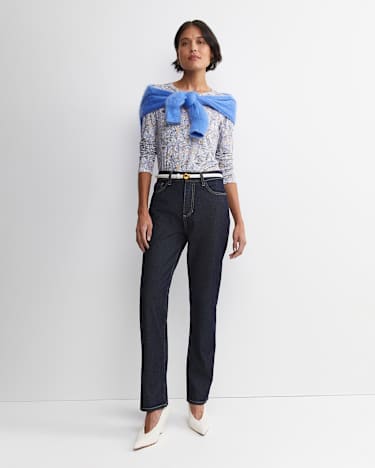 Enzo Liberty Long Sleeve Magic Tee in BLUE MULTI