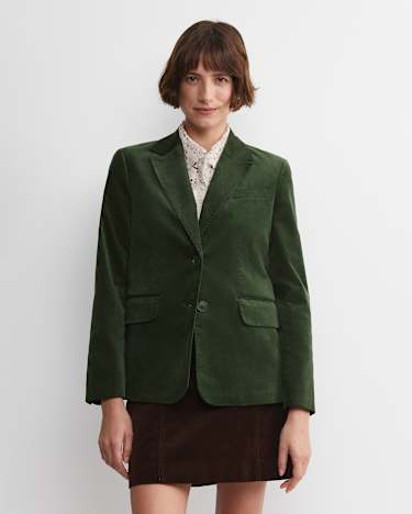 Valentina Single Breasted Velvet Blazer in SAGE