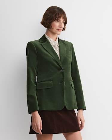 Valentina Single Breasted Velvet Blazer in SAGE