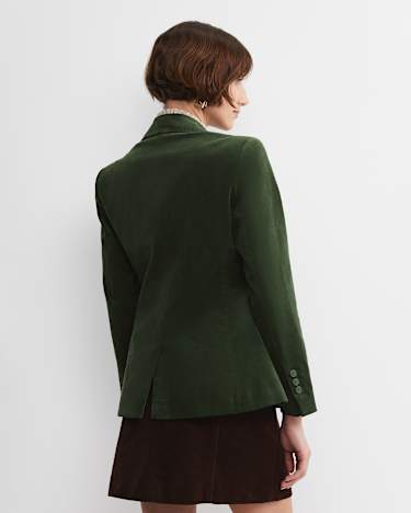 Valentina Single Breasted Velvet Blazer in SAGE