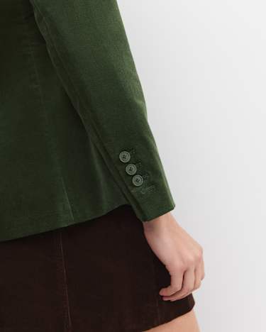 Valentina Single Breasted Velvet Blazer in SAGE