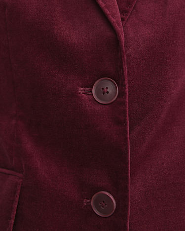 Valentina Single Breasted Velvet Blazer in WINE