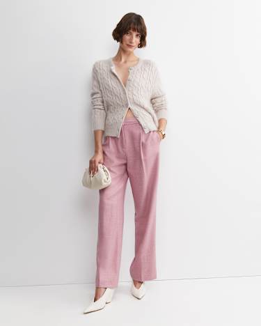 Tatiana Mohair Cable Cardigan in OATMEAL