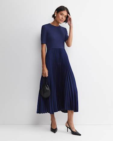 Mixed Media Midi Dress in MIDNIGHT