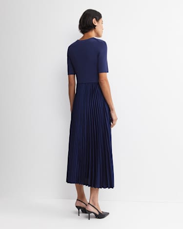Mixed Media Midi Dress in MIDNIGHT