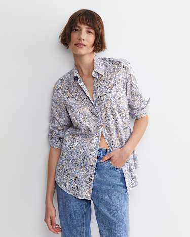 Enzo Liberty Long Sleeve Shirt in BLUE MULTI
