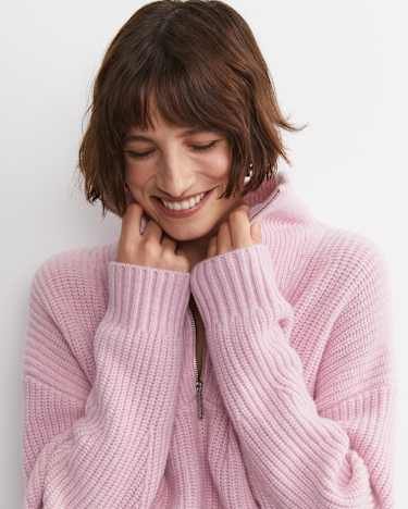 Sunshine Quarter Zip Knit in SOFT PINK
