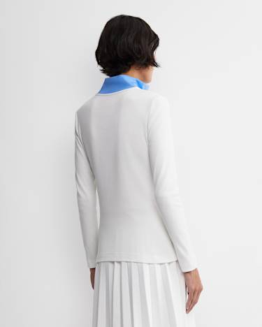 Lucy Zip Funnel Neck Top in IVORY/BLUE