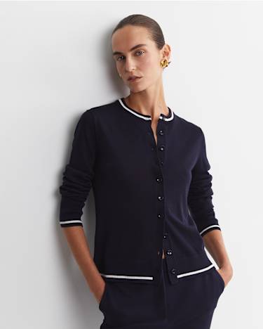 Francis Merino Cardigan in NAVY