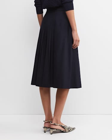 Wren Pleated Midi Skirt in NAVY