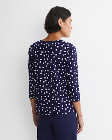 Polka Mercerised Tee in WHITE/NAVY