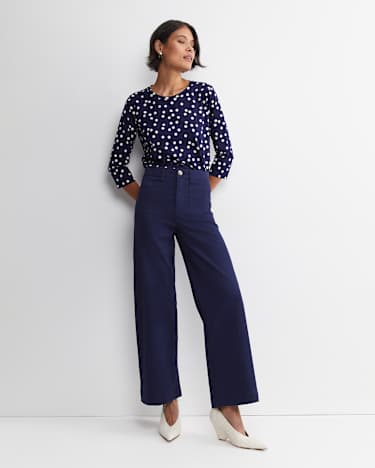 Polka Mercerised Tee in WHITE/NAVY