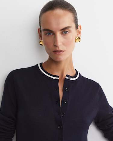 Francis Merino Cardigan in NAVY