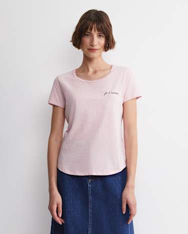 Joanna Cotton Melange Tee in PINK MELANGE