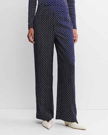 Geo Wide Leg Pant in NAVY/WHITE
